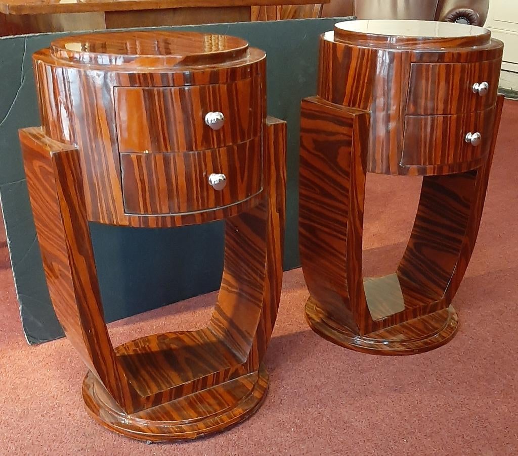 Stel Art Deco palissander nachtkastjes, Antiek en Kunst, Antiek | Meubels | Kasten, Ophalen of Verzenden