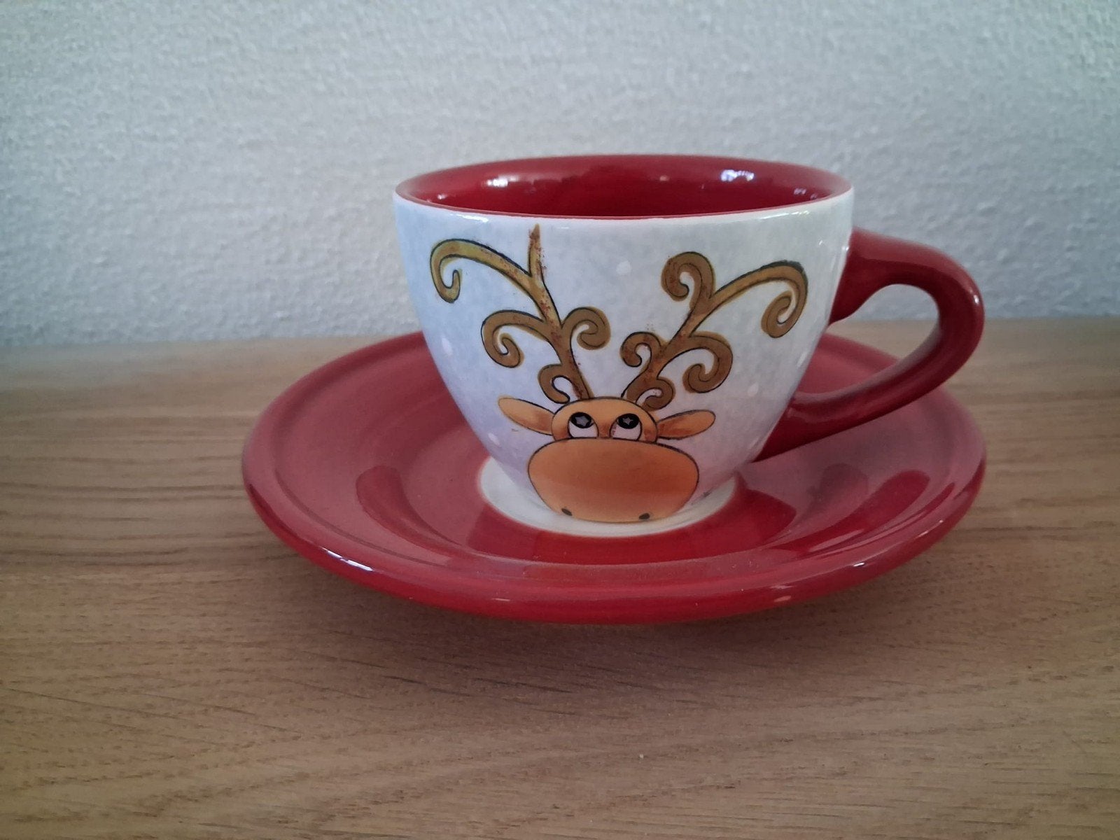 Kerstservies Rendier - Theepot, Kopjes & Schotel, Ophalen, Keramiek, Zo goed als nieuw, Overige stijlen