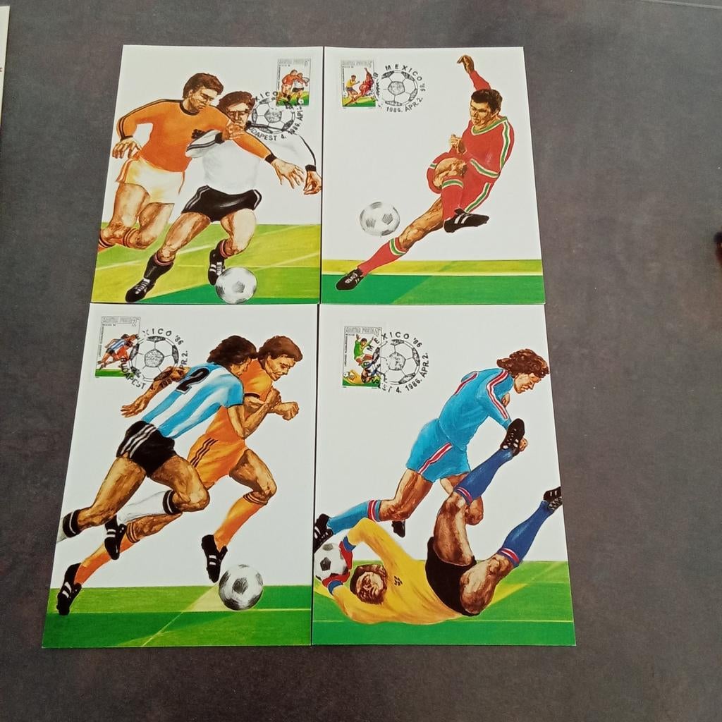 7 stuks eerstedags ansichtkaarten voetbal wk Mexico 1986., Ophalen of Verzenden, Nederland