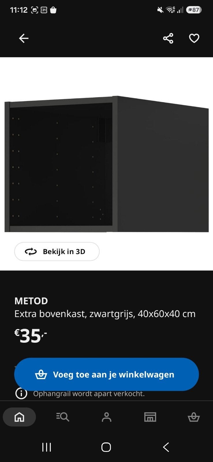 IKEA Metod Bovenkast 40x60x40 Zwart Nieuw in Doos, Huis en Inrichting, Ophalen, Nieuw, 50 tot 100 cm, Minder dan 100 cm