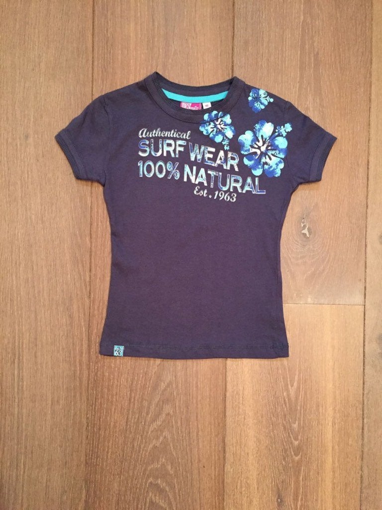 Nieuw: Blauw T-shirtje met bloemenopdruk; maat 104, Rmtx, Meisje, Nieuw, Ophalen of Verzenden