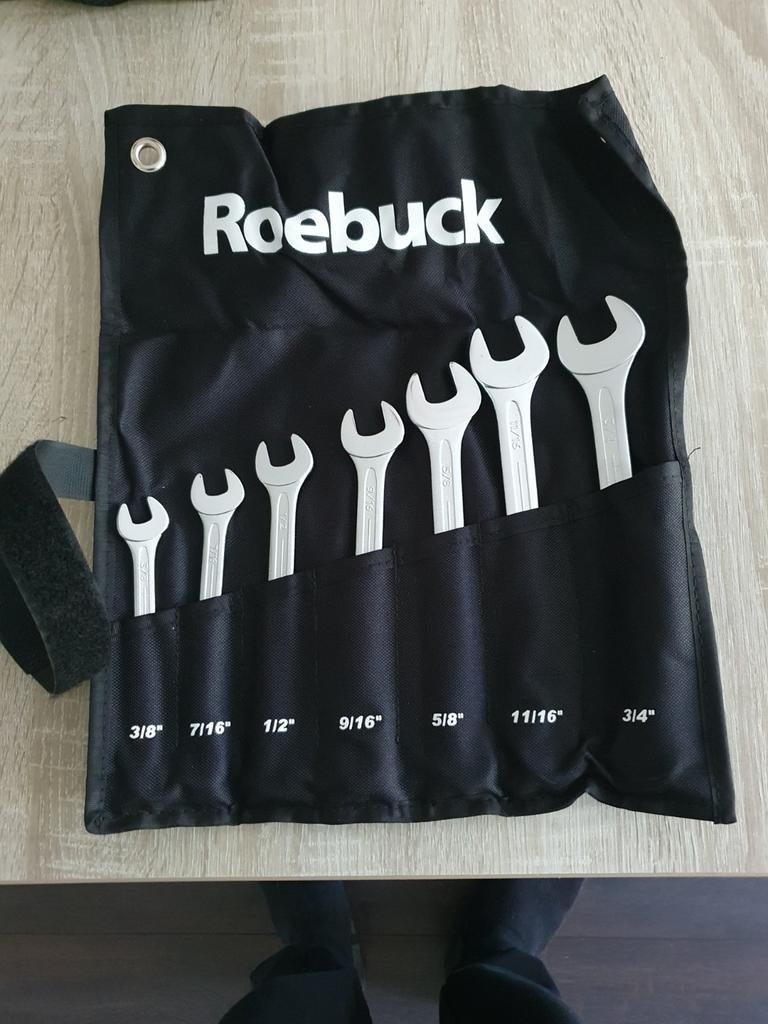 Roebuck ring-steeksleutelset in rol etui Engelse maten, Ophalen of Verzenden, Nieuw
