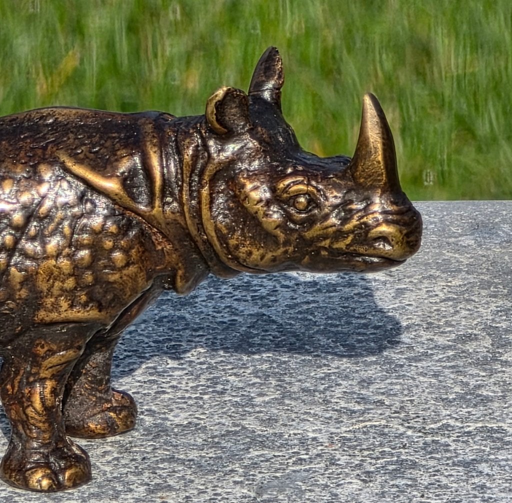 NEUSHOORN / bronzen beeld / 6,5 cm hoog, Ophalen of Verzenden, Wild dier, Beeldje of Figuurtje