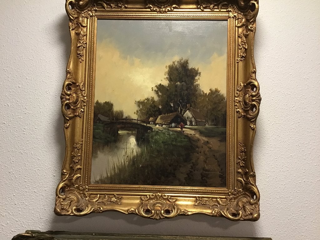 Olieverfschilderij, Ophalen, Doek, Landschap, Olieverf
