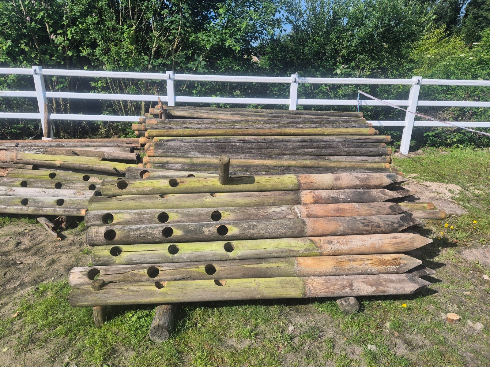Houten palen voor afrastering - ca. 100 meter