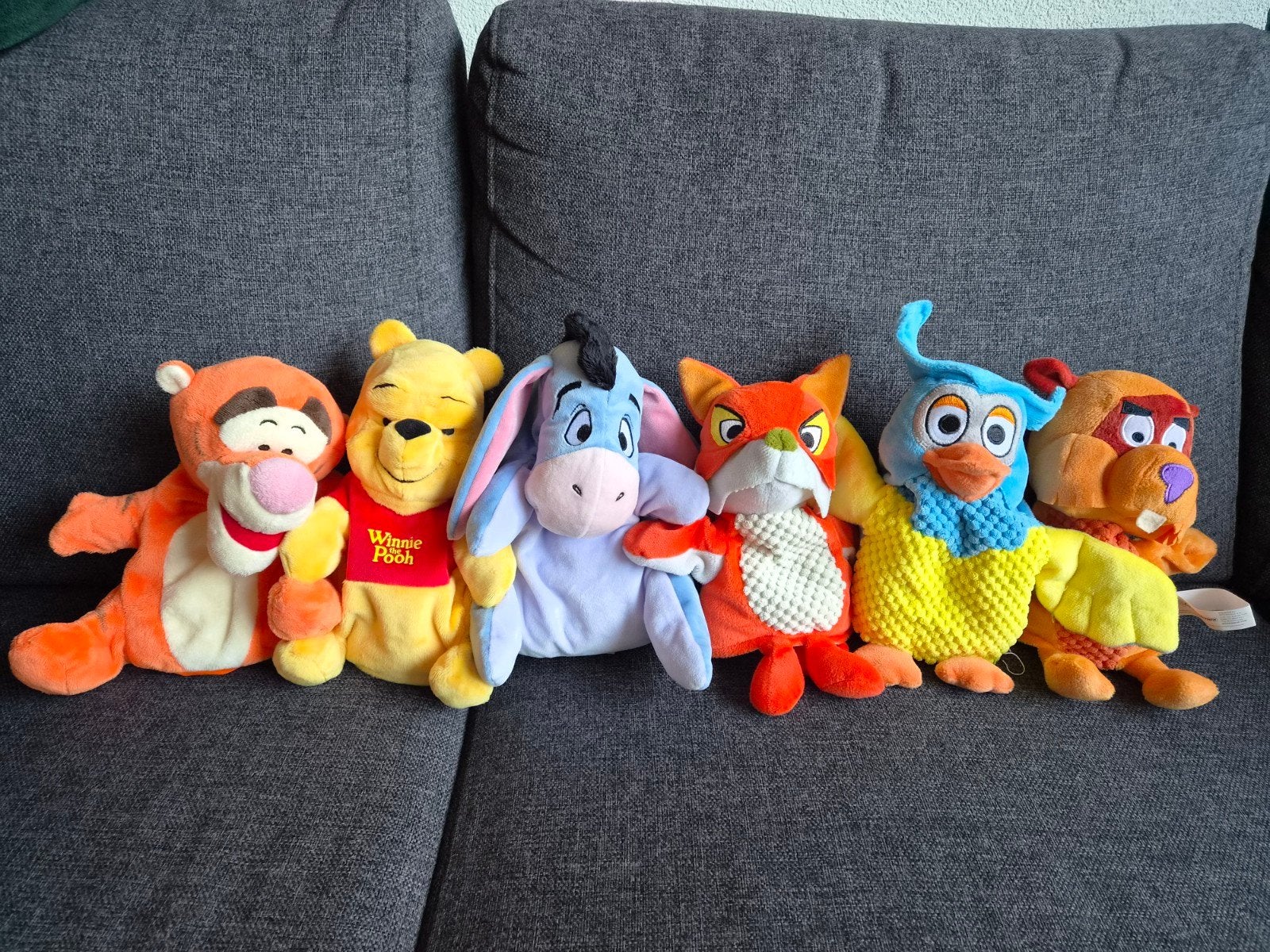 6 handpoppen Winnie the Poeh en Fabeltjeskrant, Kinderen en Baby's, Speelgoed | Knuffels en Pluche, Ophalen of Verzenden