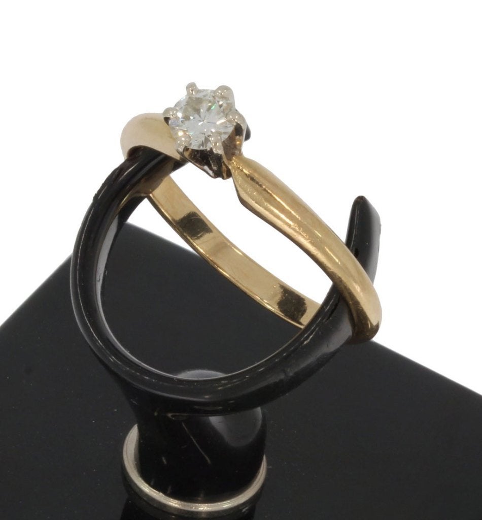Diamant solitair 14k gouden ring dames briljant liefde, Voordeelsieraden, Ophalen of Verzenden, Zo goed als nieuw, 17 tot 18