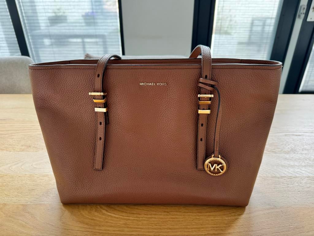 Michael Kors Shopper Bruin Leer - Zo goed als nieuw, Ophalen of Verzenden, Zo goed als nieuw, Bruin, Shopper