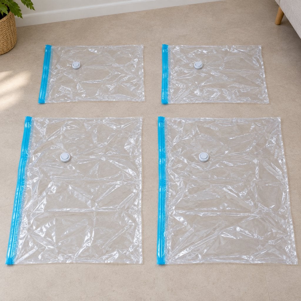 4 vacuüm opbergzakken M + L voor kleding en dekbedden, Ophalen, Nieuw, Kunststof