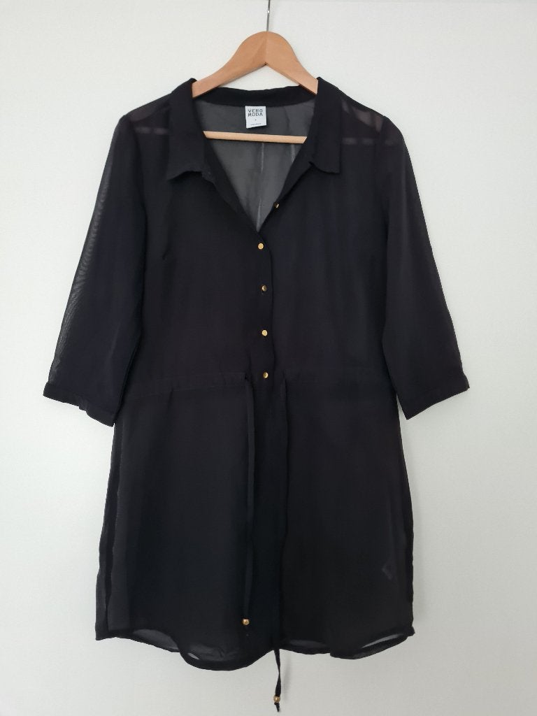 Vero Moda blouse / tuniek maat M zwart transparant Grit Dais, Maat 38/40 (M), Vero Moda, Zwart, Ophalen of Verzenden