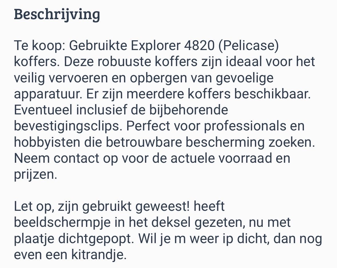 Robuuste Explorer 4820 (Pelicase) koffers - Gebruikt, Ophalen of Verzenden, Gebruikt