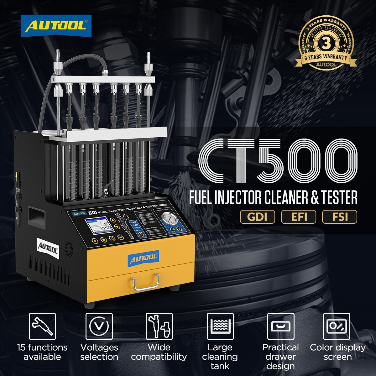 AUTOOL CT500 Brandstofinjector Tester & Reinigingsapparaat, Auto diversen, Autogereedschap, Ophalen of Verzenden