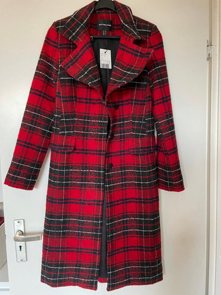 Rode mantel jas met wol, maat XS, Ophalen of Verzenden, Nieuw, Maat 34 (XS) of kleiner, Rood