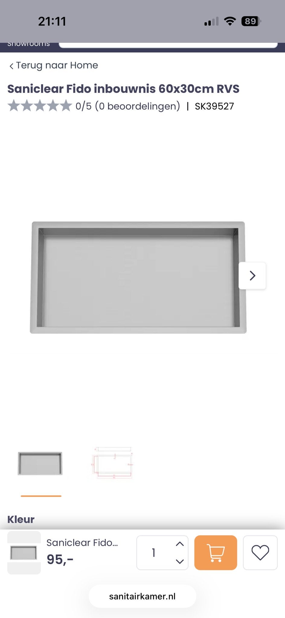 Saniclear Fido inbouwnis 60x30cm RVS, Ophalen, Overige merken, Nieuw, Douche-accessoire