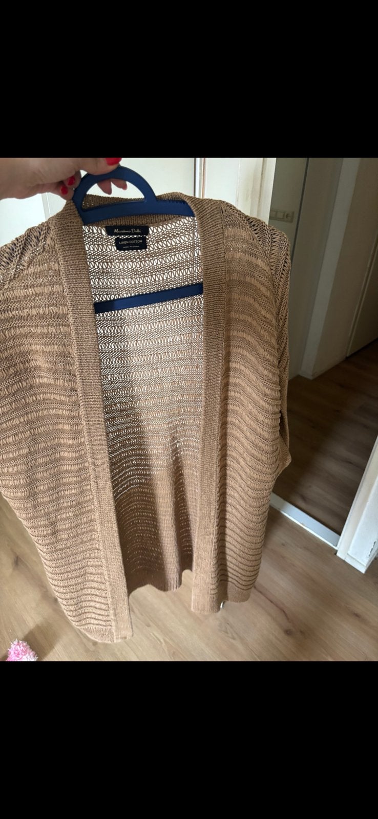 Massimo Dutti Camel Open-Knit Linen Cotton, Ophalen of Verzenden, Zo goed als nieuw, Maat 38/40 (M), Beige