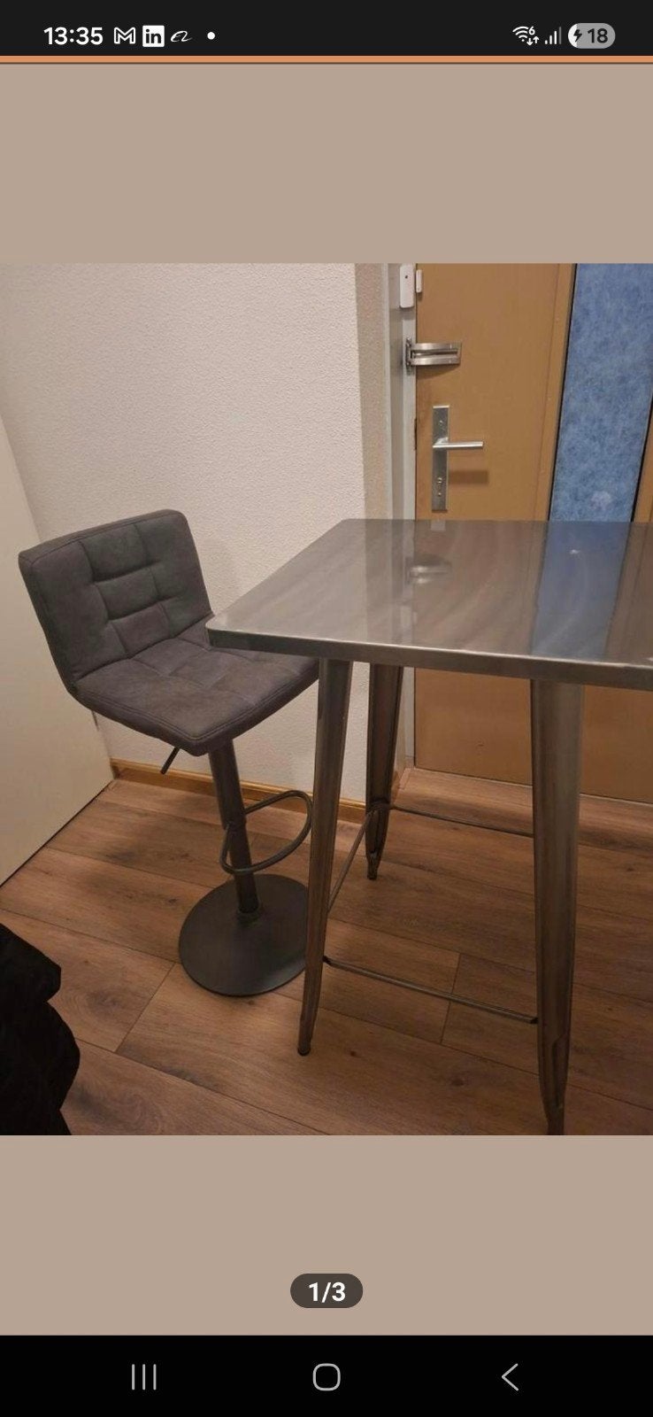 Metalen Bartafel 60x60, Ophalen, Gebruikt, Met voetsteun, 60 tot 90 cm