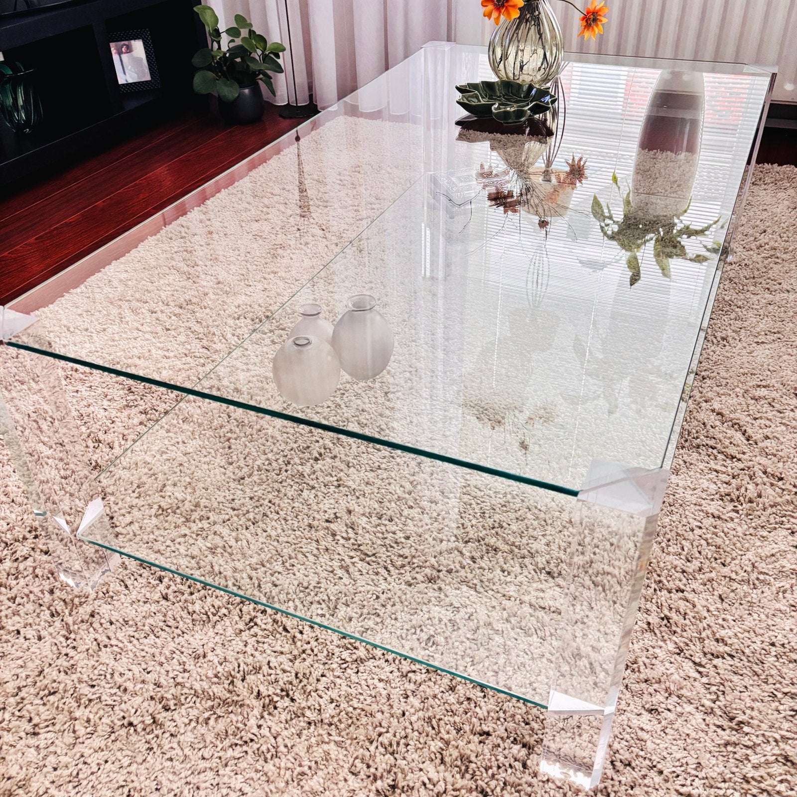 Glazen salontafel van BOR Design 130x70x40, Ophalen, 100 tot 150 cm, 50 tot 100 cm, Zo goed als nieuw