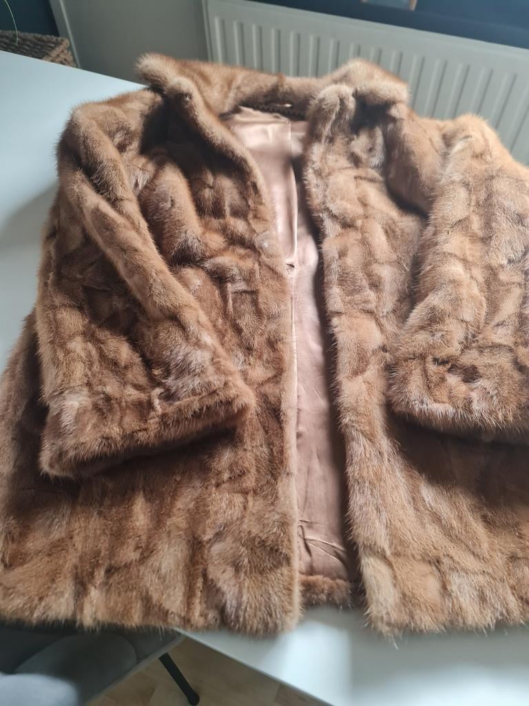 Nerts bontjas, Kleding | Dames, Jassen | Winter, Ophalen of Verzenden, Zo goed als nieuw, Maat 42/44 (L), Bruin