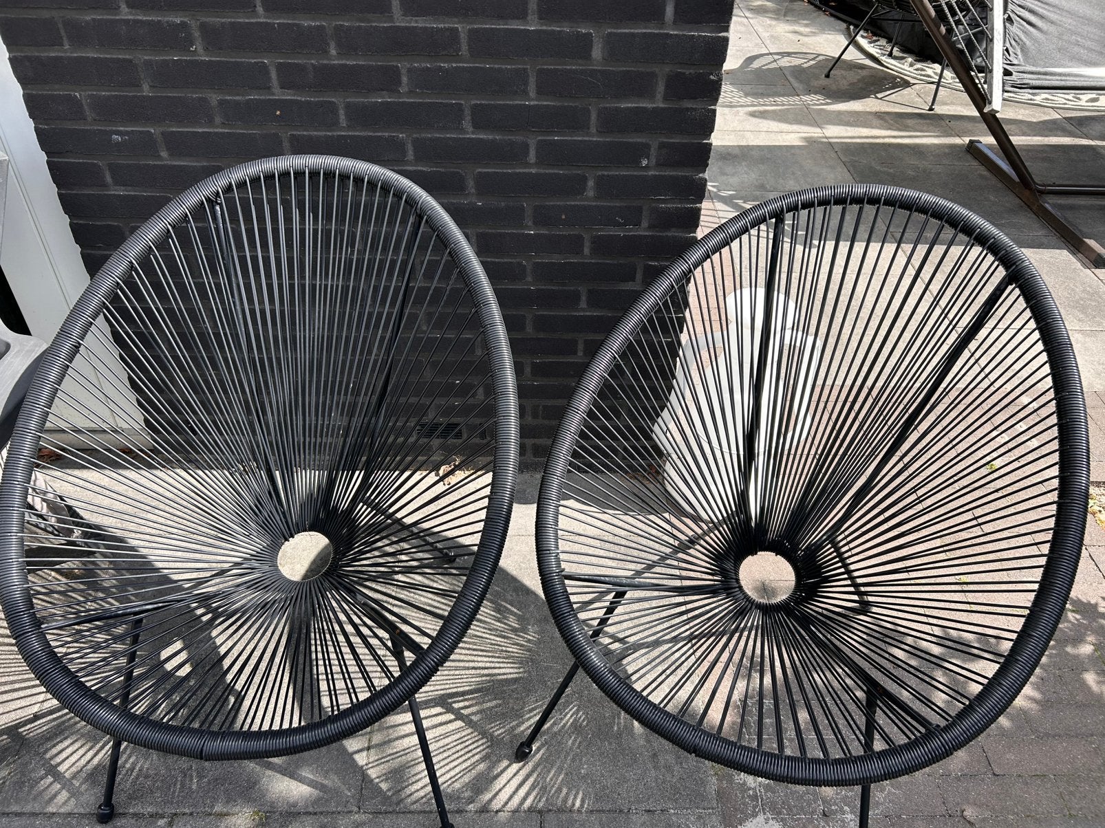 2 rotan tuinstoelen, Ophalen, Gebruikt, Rotan, Stapelbaar