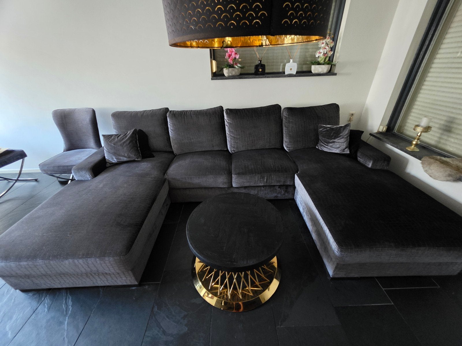Croco bankstel en 4 croco stoelen, Ophalen of Verzenden, Zo goed als nieuw, Stof, Modern, Luxe