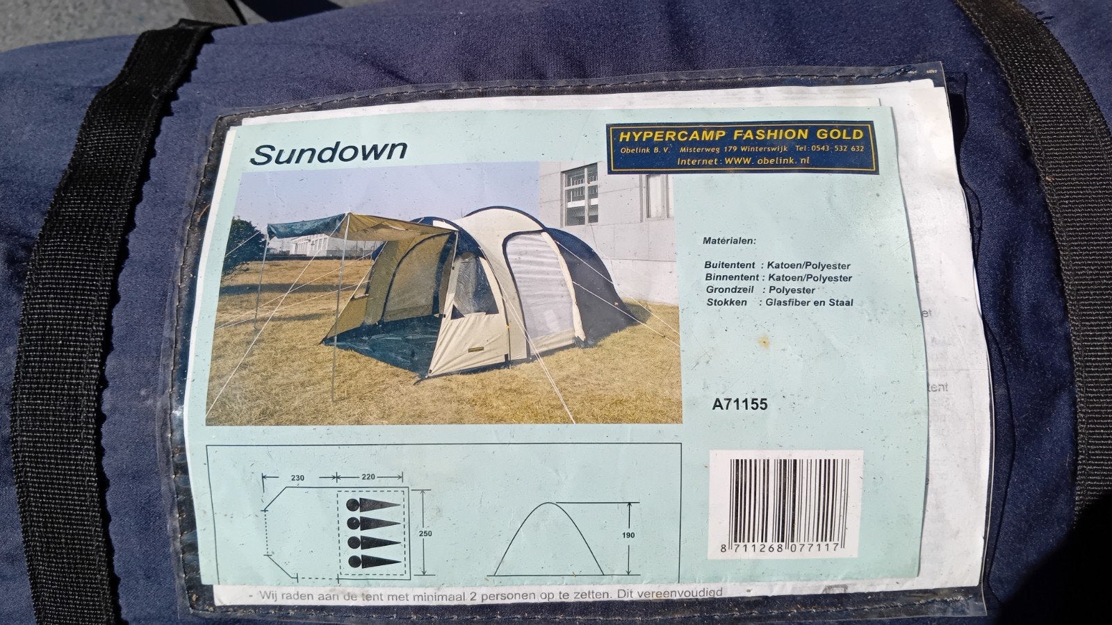 Sundown koepeltent , voor 4 personen, Caravans en Kamperen, Tenten, Ophalen, Gebruikt, Tot en met 4