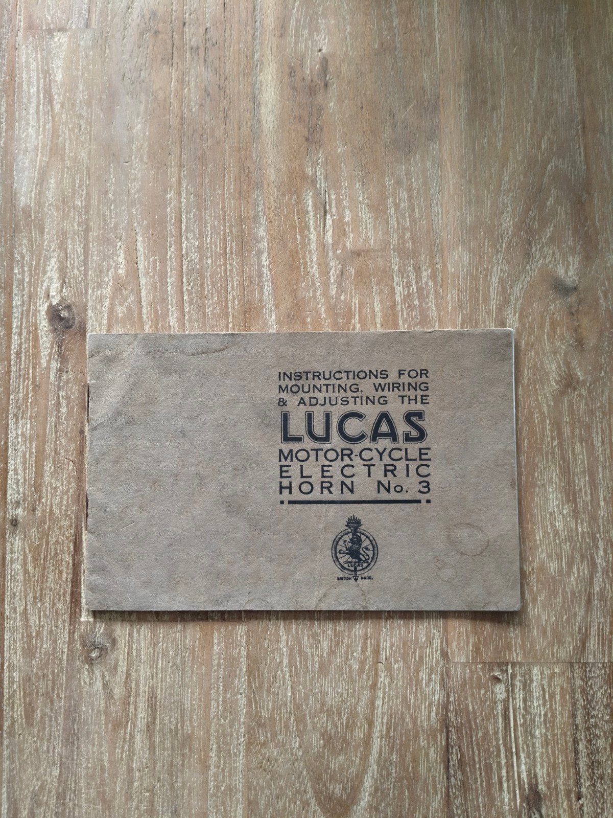 Lucas Motorcycle Electric Horn No. 3 Instructies, Ophalen of Verzenden, Overige merken