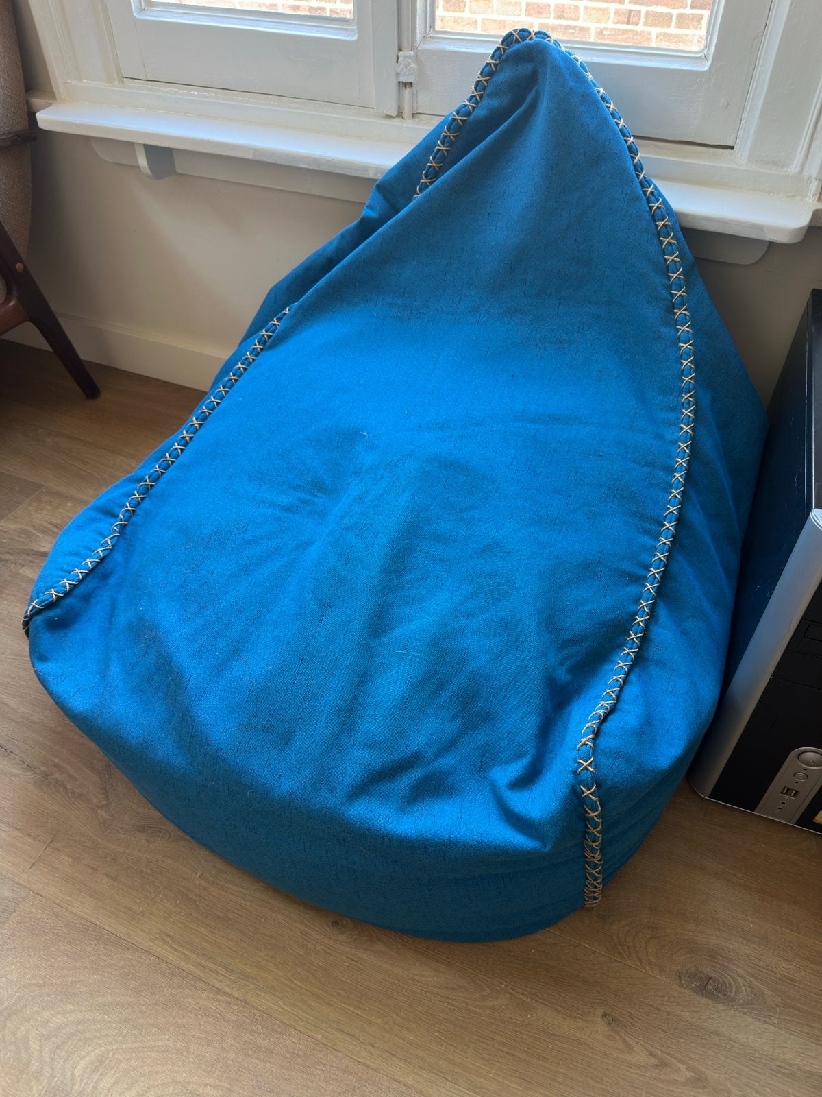 Blauwe zitzak, Huis en Inrichting, Ophalen, Gebruikt, Blauw, Zitzak