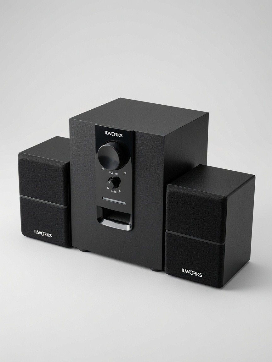 ItWORKS 2.1 Speakerset met subwoofer en AUX-aansluiting, Computers en Software, Pc speakers, Ophalen, Zo goed als nieuw, Audiokanaal 2.1