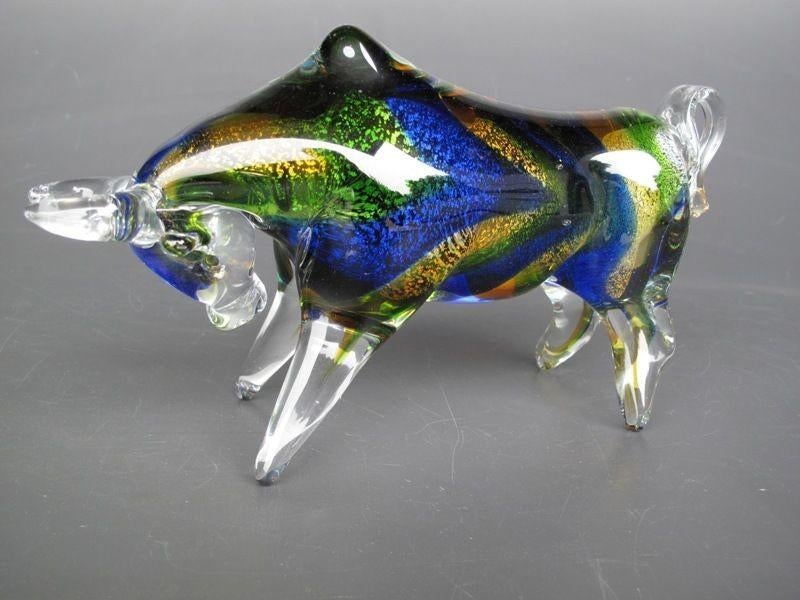 Murano-stijl Glazen Stier - Kleurrijk Decoratief Object, Ophalen of Verzenden