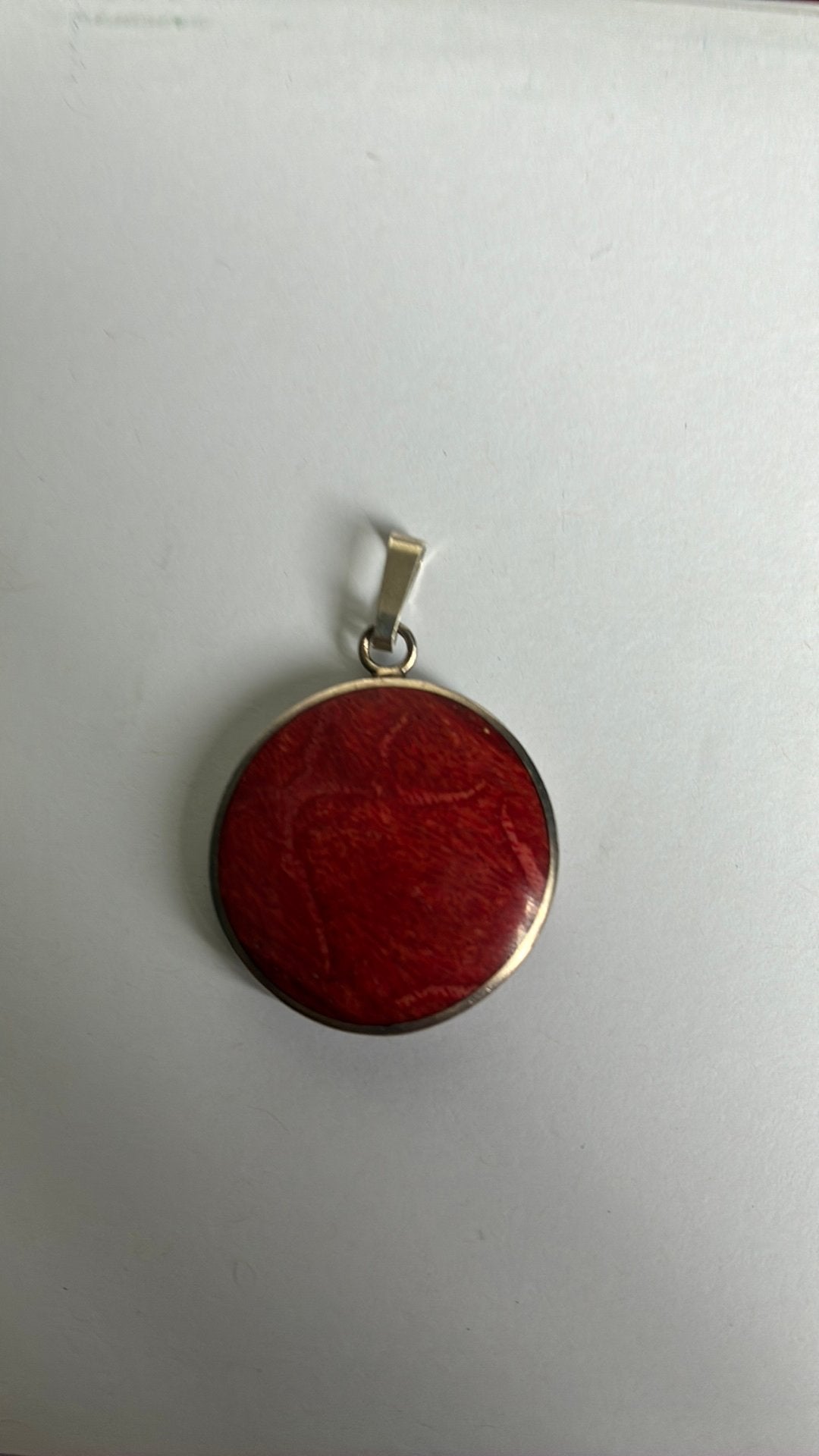 835 zilver gekeurde hanger rode steen, Sieraden, Tassen en Uiterlijk, Ophalen of Verzenden, Gebruikt, Rood, Zilver