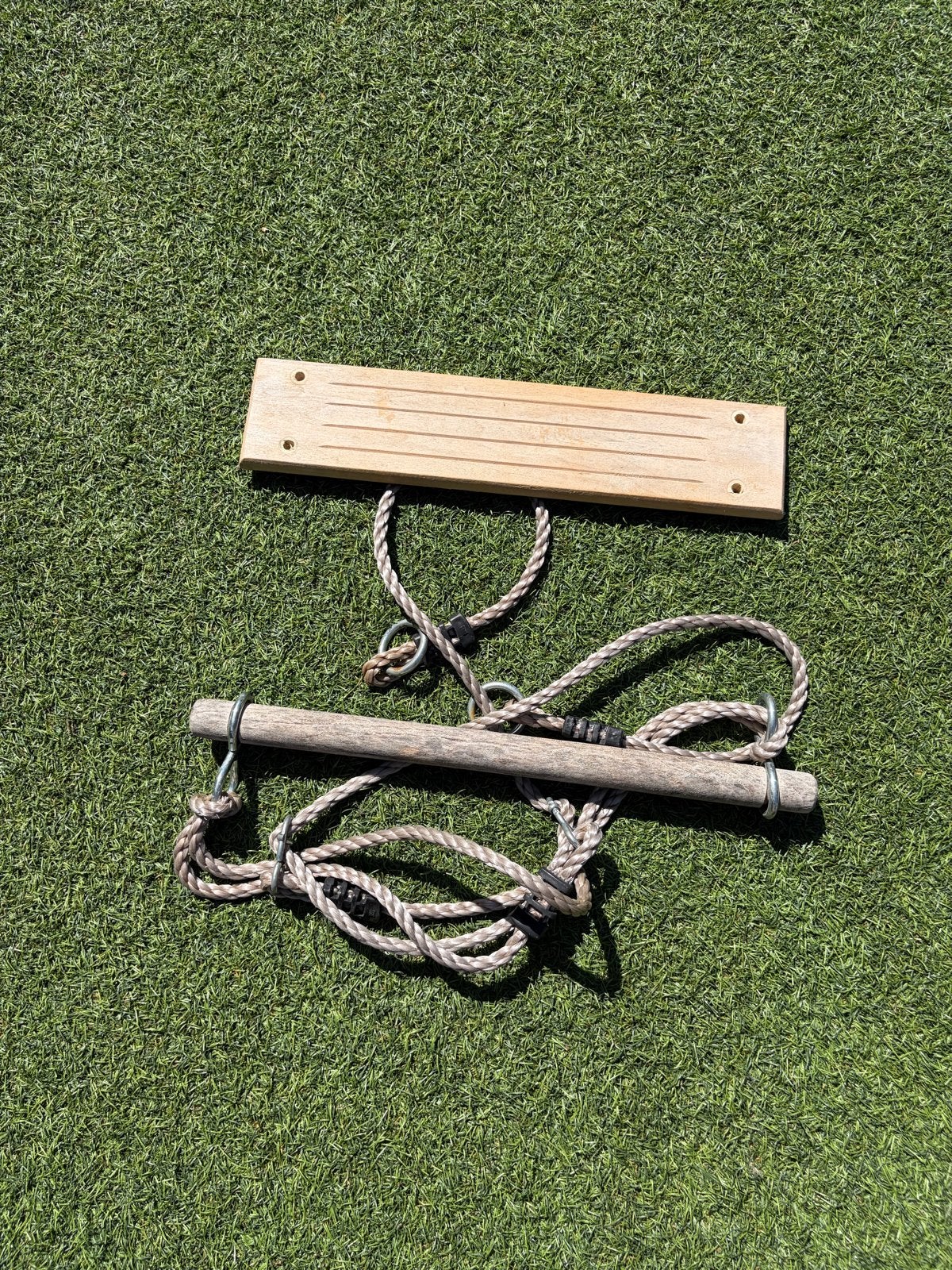 Schommelset: Houten plank, rekstok en nestschommel, Ophalen, Gebruikt, Schommel