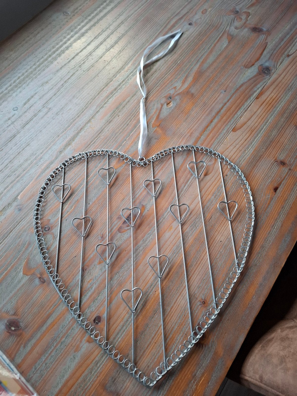 Metalen hart fotohouder/decoratie, Ophalen, Gebruikt, Zilver, Metaal