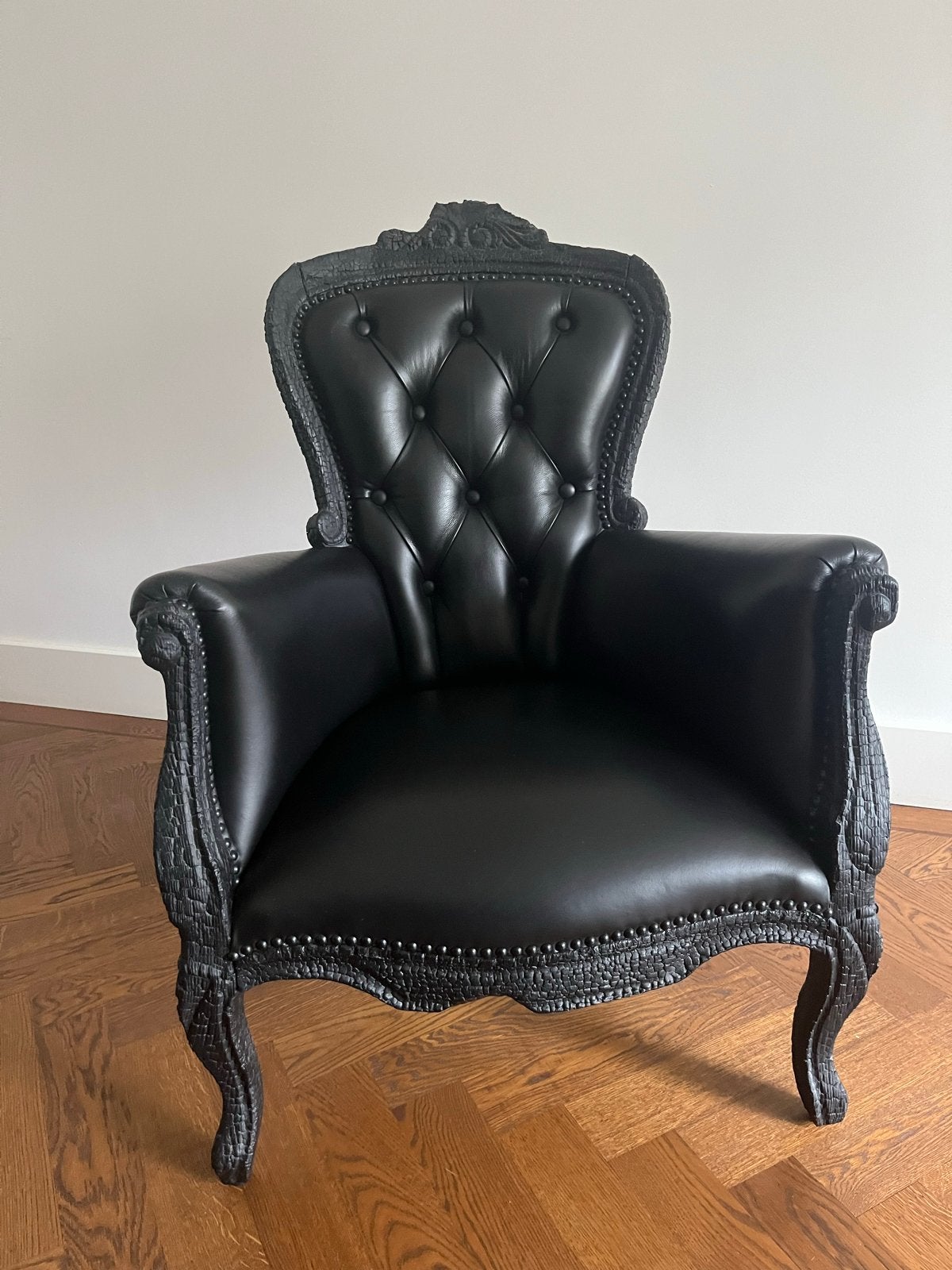 Moooi Smoke Chair by Maarten Baas - Zwart Leer, Ophalen, Zwart, Zo goed als nieuw, Eén