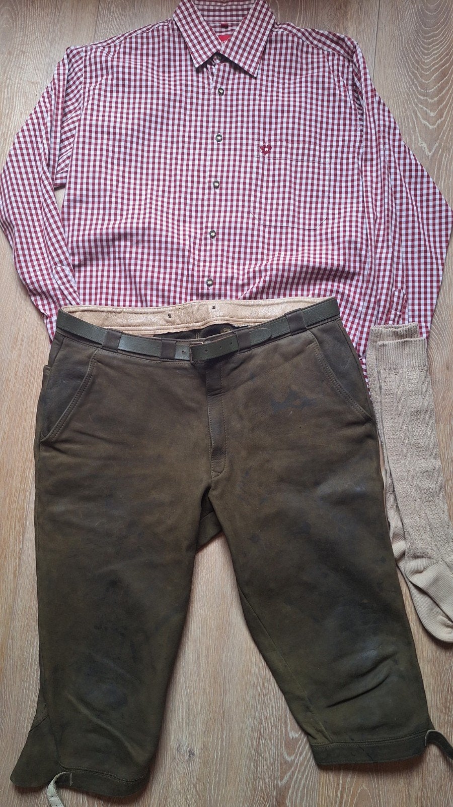 Meindl lederhose overhemd kousen oktoberfeest, Ophalen, Gedragen, Maat 48/50 (M), Meindl