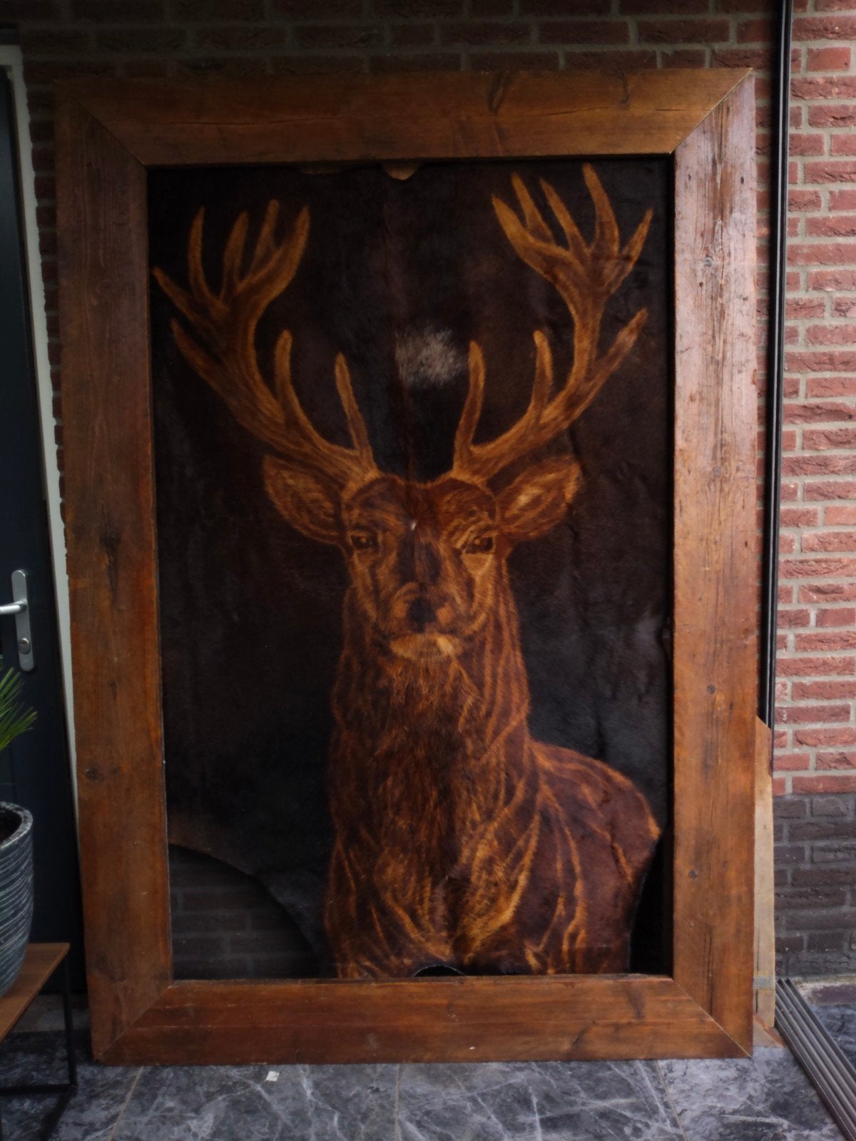 Uniek handgemaakt schilderij op koeienhuid, Antiek en Kunst, Kunst | Schilderijen | Klassiek, Ophalen of Verzenden