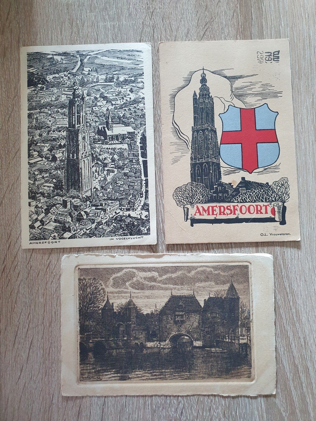 5 oude prenten / ansichtkaarten van Amersfoort, Ophalen of Verzenden, Stadsgezicht