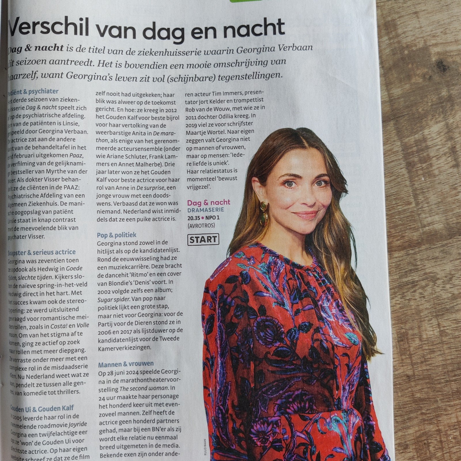 Georgina Verbaan - Dag en Nacht - Artikel Knipsel, Ophalen of Verzenden, 1980 tot heden, Knipsel(s)
