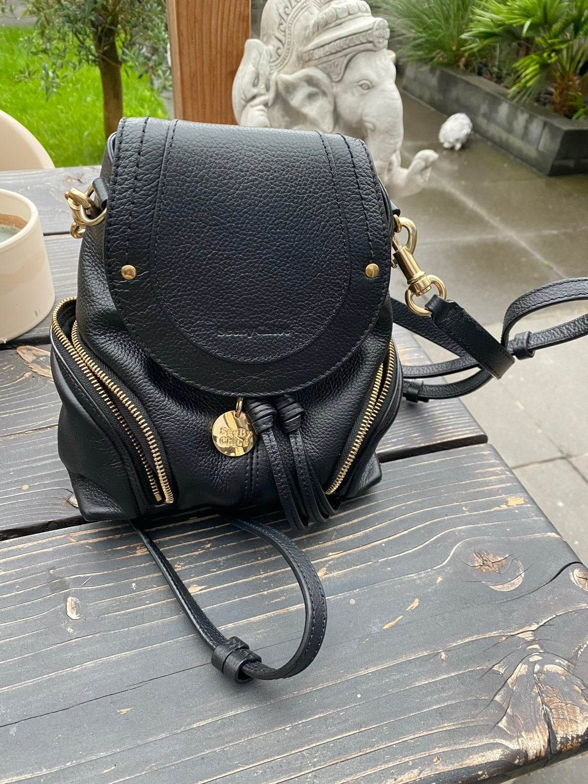 See By Chloé Joan Mini Rugzak Zwart Leer, Sieraden, Tassen en Uiterlijk, Ophalen of Verzenden, Zo goed als nieuw, Zwart, Overige typen