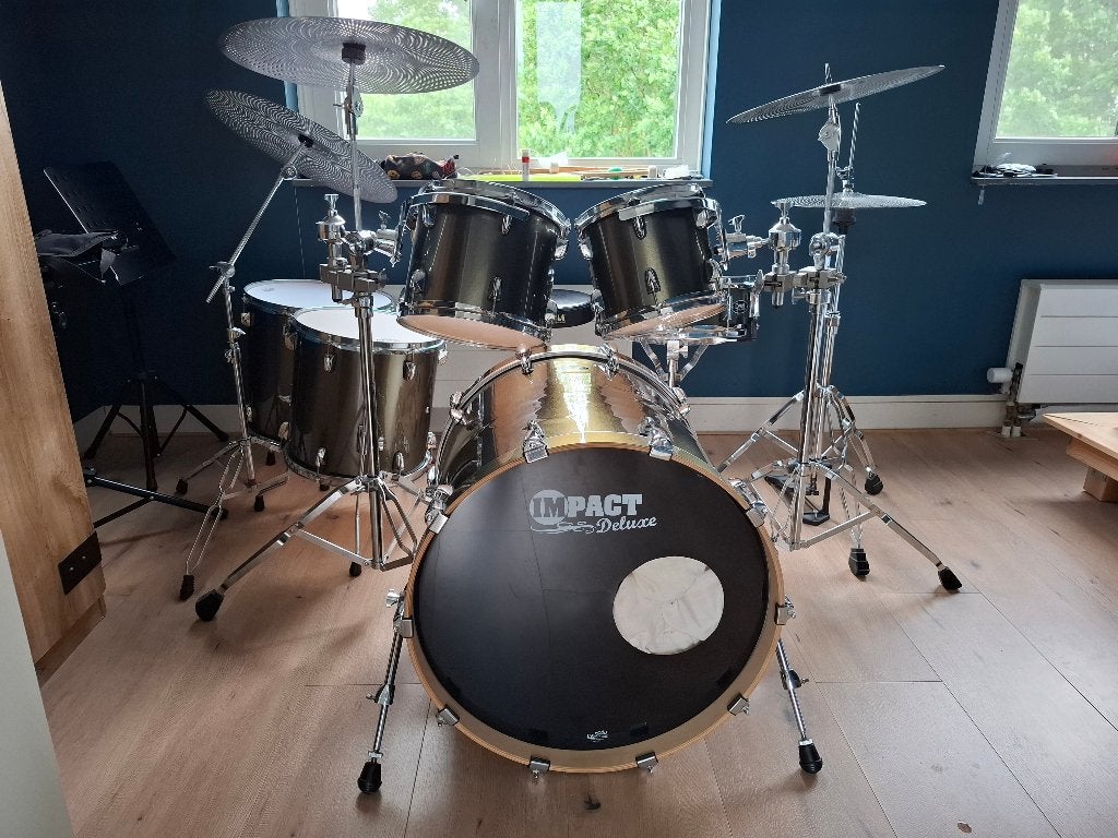 Groen Impact DeLuxe drumstel, Muziek en Instrumenten, Drumstellen en Slagwerk, Ophalen, Gebruikt, Overige merken