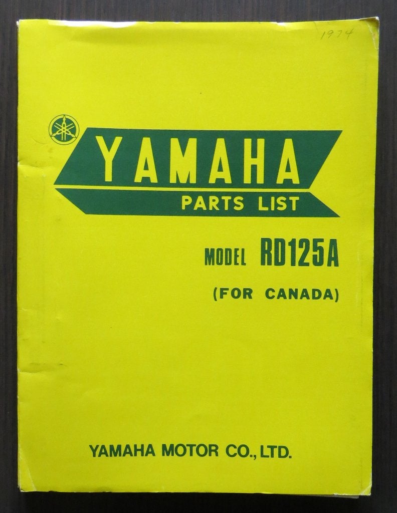 Yamaha RD125A 125cc Parts List - 1973 - 98 blz (z.g.a.n.), Motoren, Verzenden, Yamaha