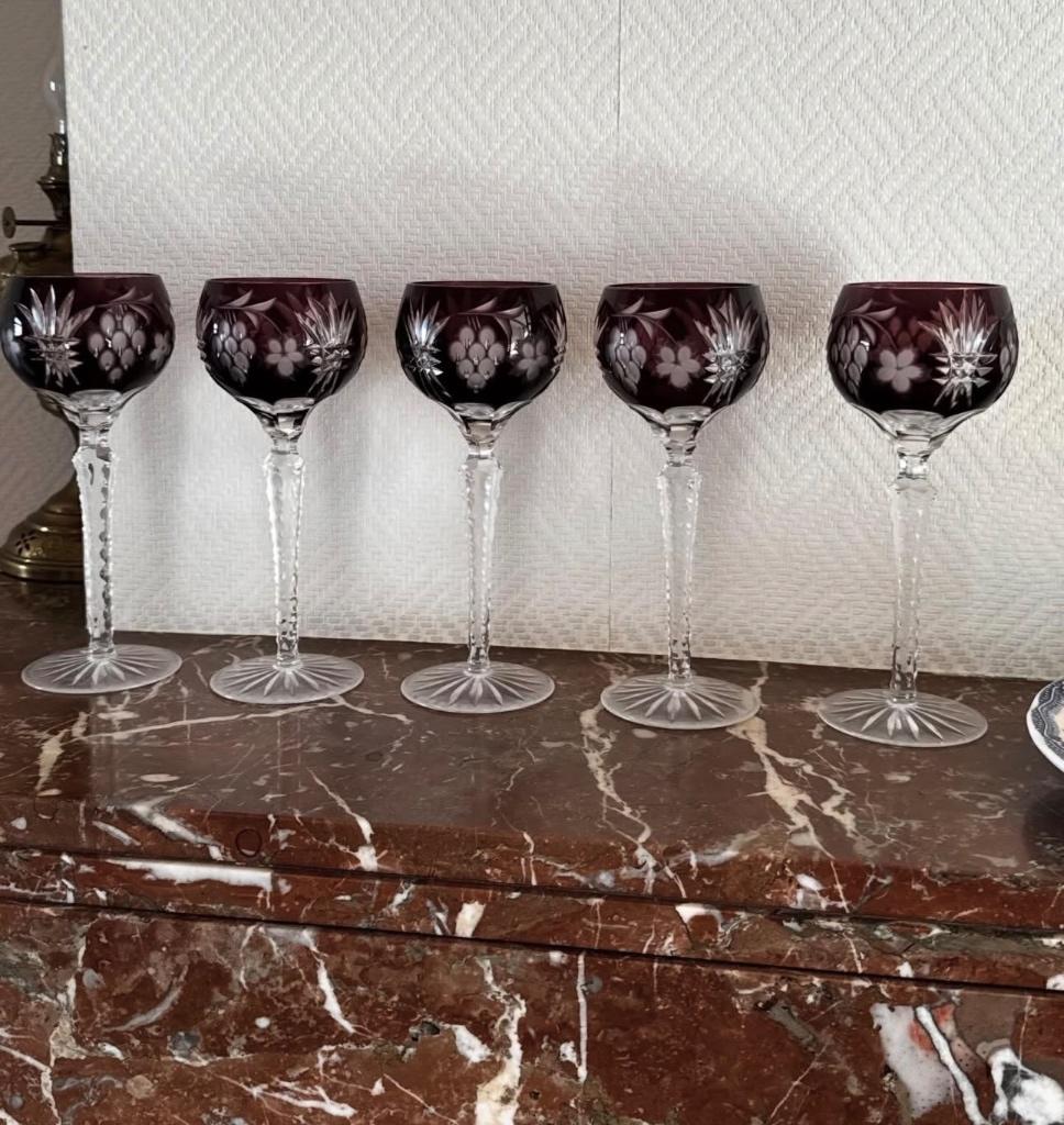 Kristallen wijnglazen, stukprijs, Antiek en Kunst, Antiek | Glas en Kristal, Ophalen of Verzenden