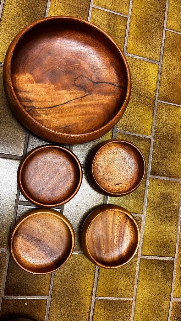 Houten ronde bak met 8 kleine houten bakjes - slabak, Ophalen, Hout, Bruin, Overige typen