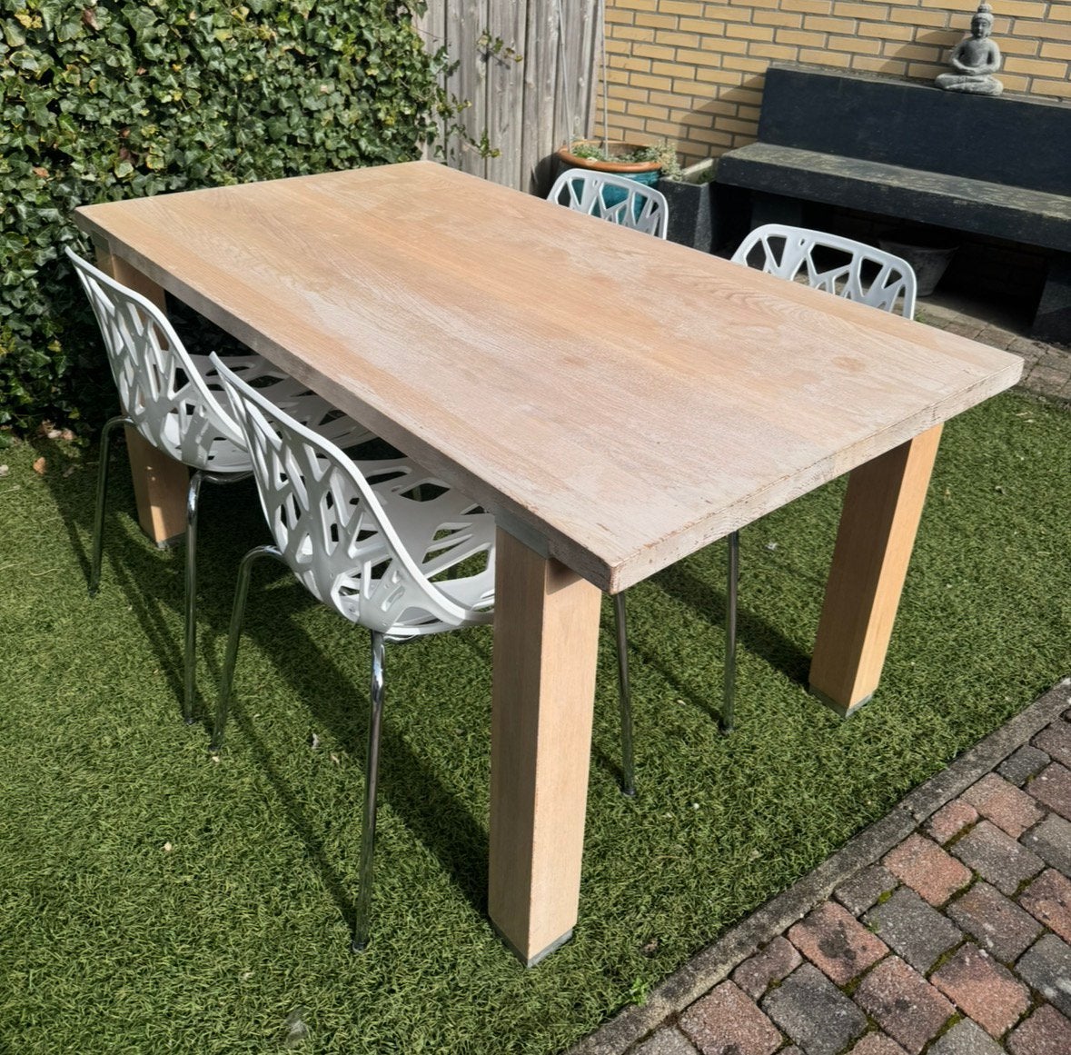 Eiken tafel Hans Daalder - opknappertje!!!, Ophalen, 200 cm of meer, 50 tot 100 cm, Zo goed als nieuw
