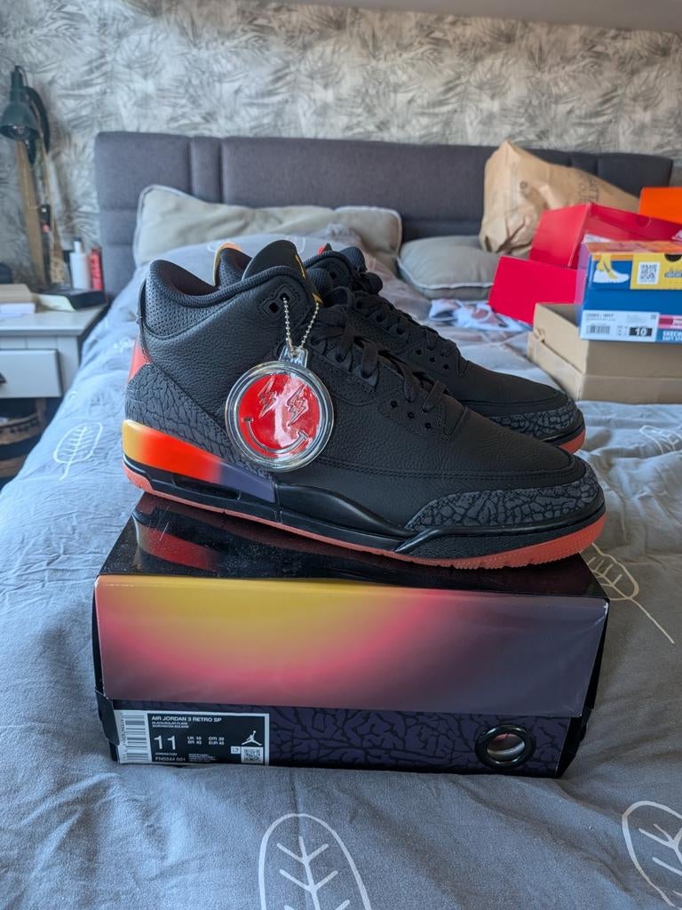 Nike Jordan 3 Balvin Rio Speciale editie, 1x gedragen eu 45, Nike Jordan, Zwart, Ophalen of Verzenden, Sneakers of Gympen
