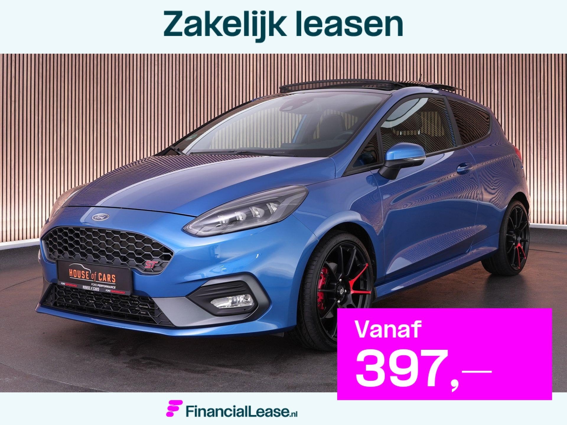 Ford Fiesta ST-3 1.5 200pk PERFORMANCE PACK |Milltek|18" LMV, Voorwielaandrijving, Stof, 1188 kg, Blauw
