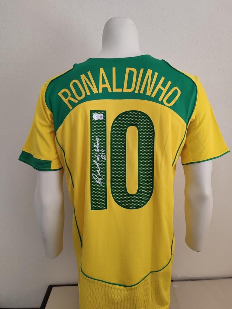 Ronaldinho gesigneerd Brazilië shirt met Beckett coa, Ophalen of Verzenden, Nieuw, Buitenlandse clubs, Shirt