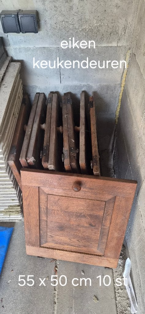 eiken keukendeurtjes, Ophalen, Gebruikt, Bruin, 50 tot 100 cm