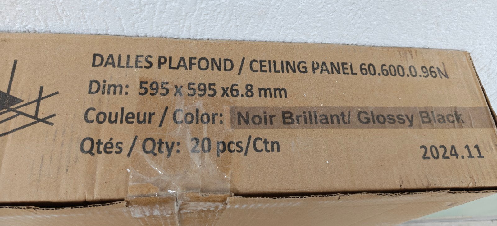 Zwarte hoogglans plafondpanelen / plafondplaten 60x60x6.8mm, Ophalen, Nieuw, Overige materialen, Minder dan 20 mm