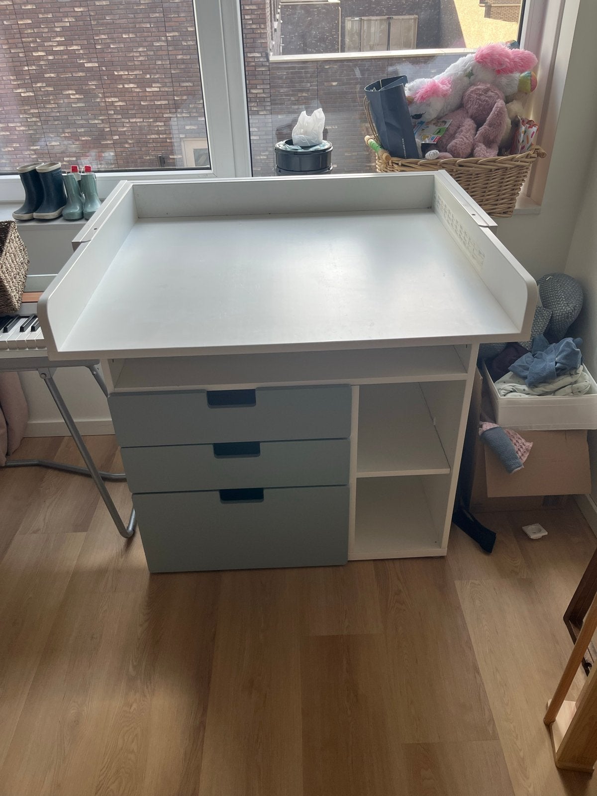 IKEA SMÅSTAD Commode met 3 blauwe lades en opbergruimte, Gebruikt, 70 cm of meer, 105 cm of meer, Ophalen of Verzenden