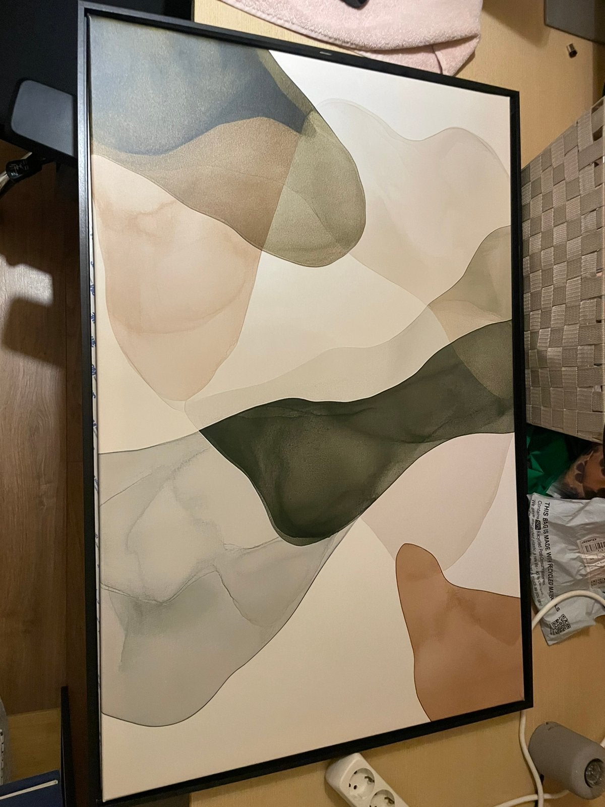 Groen canvas met zwarte lijst 60x90, Ophalen